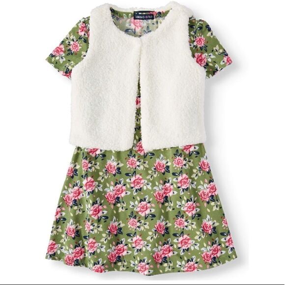 New Limited Too Yummy Knit Dress andFaux Fur Vest, 2-Piece set - Picture 1 of 6